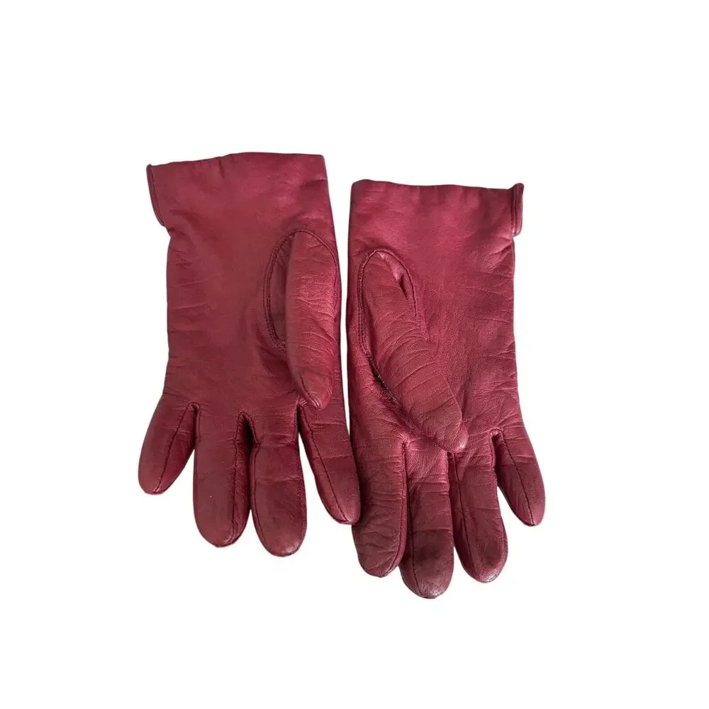 Vintage Fownes Burgundy Leather Gloves Genuine Leather | Acrylic Lined Women’s